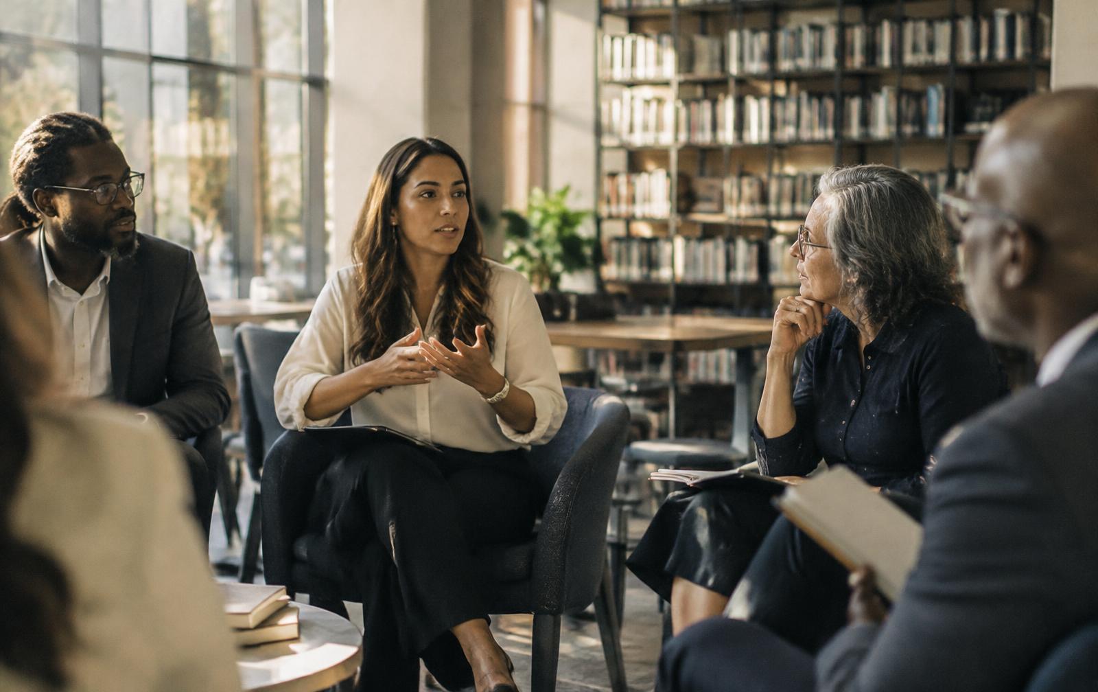 Educators and leaders in conversation during a workshop